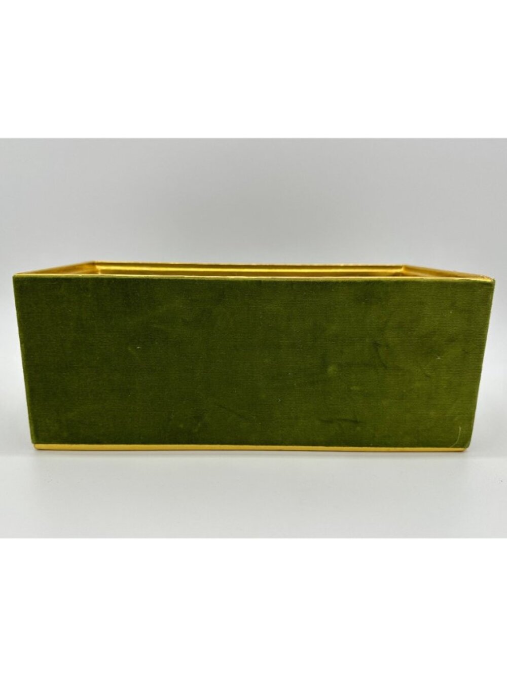Vintage Faberge Avocado Green Velvet Box Mid Century Riser Storage Container 70s - Picture 3 of 10